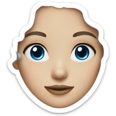 white woman with dark brown curly hair and blue eyes sticker