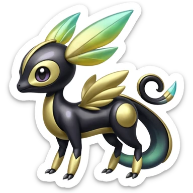 Shiny glossy melanistic oily Meloetta-Giratina-Noibat-Pokémon-Fakémon-fusion-hybrid-creature sticker