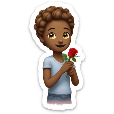 To lovingly caress a rose with one's hand sticker