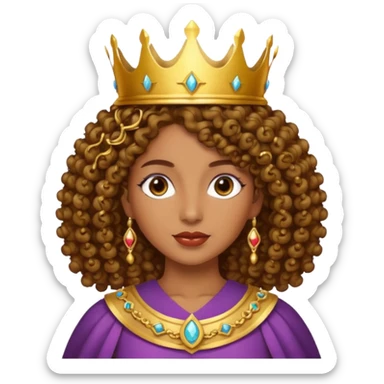 Chica piel morena con cabello rizado 👩🏽‍🦱 con corona 👸🏽 sticker