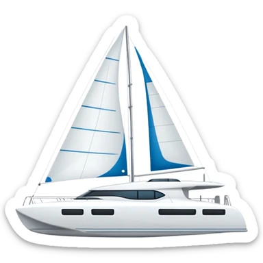 A catamaran with a white background. No wording or lettering on the boat  sticker