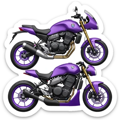 Créer un emoji copiable sur mon système iOS avec une moto mt07 noir mate / violet plus foncé que tu as et iridescent. le style de la mt07 doit être en roadster. sticker
