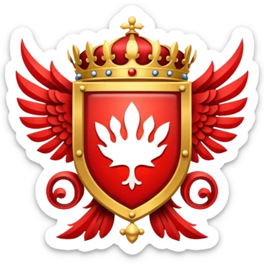 Royal crest (mainly red) sticker