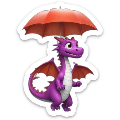 A dragon splashing in the rain without an umbrella sticker