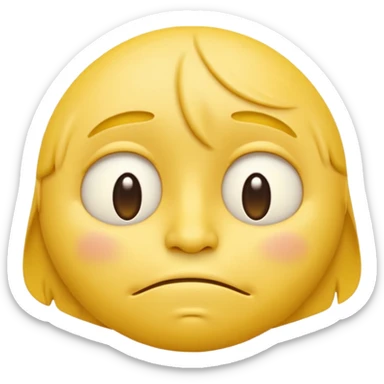 iOS-style 3D classic round yellow emoji face, half-closed droopy eyes, small uneven mouth, and slight head tilt, expressing sleepy and just-woke-up grogginess sticker
