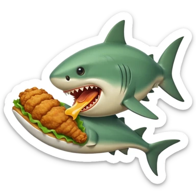 green shark with fried chicken leg in sticker