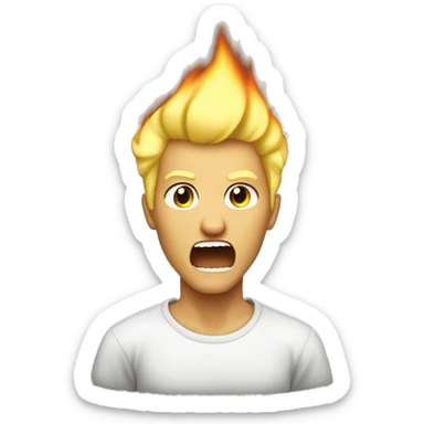 screaming on fire emoji blonde hair yellow skin one men with short hair sticker