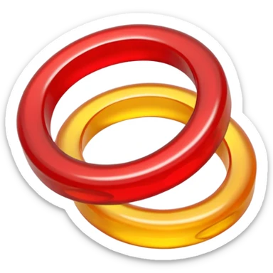 emoji de 2 gomitas en forma de aro una colo rojo y otra amarillo de muy gruesas  sticker