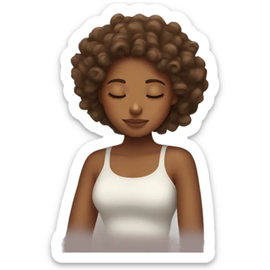 Brown skinned girl with curly hair sleeping  sticker