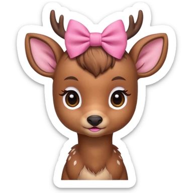 Baby deer with pink bows in their hair  sticker
