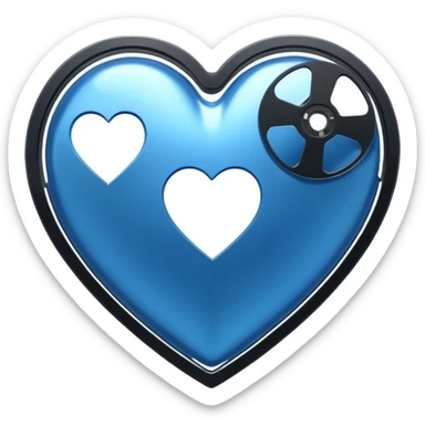 blue heart with a film reel sticker
