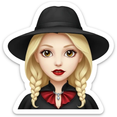blonde vampire woman with hat sticker