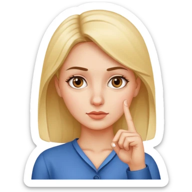 she put her index finger vertical under the nose sticker