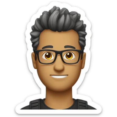 a Wheatish Complex guy wearing glasses, with a Fauxhawk hairstyle sticker