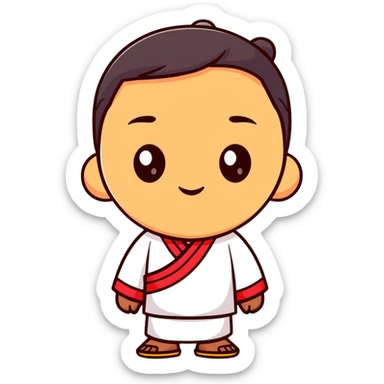 Person with Chinese appearance, darker skin tone, and narrow eyes, friendly expression sticker
