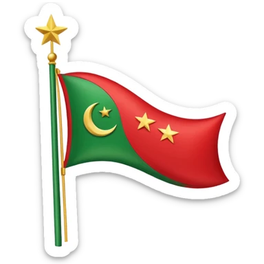 Small pti party red and green color flag with moon and star make one for chat sticker
