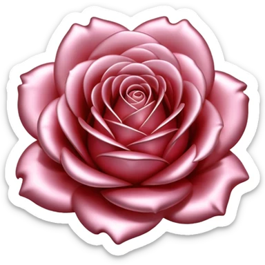 A rose emoji made of liquid silver metal, smooth metallic petals, reflective chrome surface, soft gradients, elegant shape, minimalistic iOS emoji style, centered, clean white background, realistic highlights, no text sticker