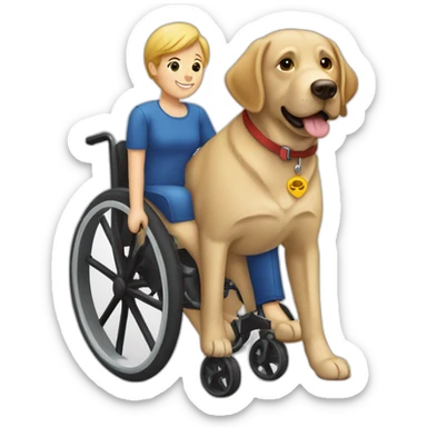 Labrador et personne en fauteuil roulant sticker