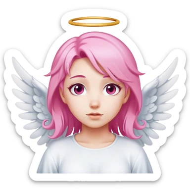 pink hair angel with White wing sticker