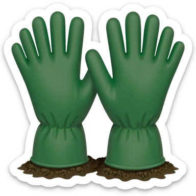 green gloves gardening with mud sticker