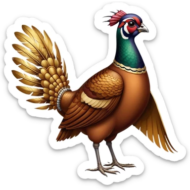 pheasant standing next to large number 1 sticker