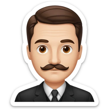 Brown mustache and slicked back hair man  sticker