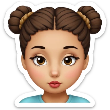 browskin girl with a bun and lashes doing kissy face sticker