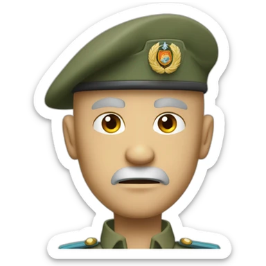 cyan beret bald angry 50 years old man no hair furious very angry frown with khaki idf uniform ultra furious sticker