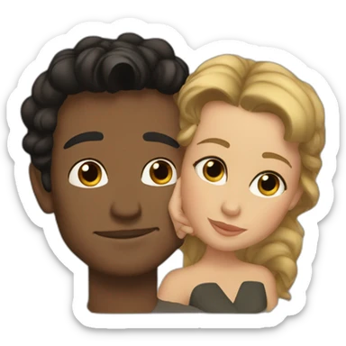 Simon Baker kiss-kiss a black girl brown eyes and sblack hair in a bun sticker