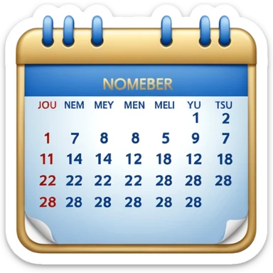 no generate an ios style background free calender, blue and gold and white with the date 22 november highlited sticker