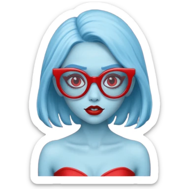 Ghoulia yelps monster high, pale blue skin, red siren glasses sticker