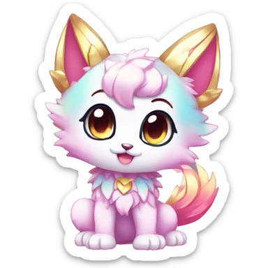 Cute Kawaii Chibi Anthro Sona Pretty Shiny Colorful Sparkly Fakemon-Sona Full Body sticker