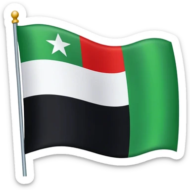 Flag of a Green-White-Black tri color with 3 red stars on the center sticker