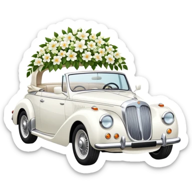 Luxury convertible car with wedding decorations, in profile sticker