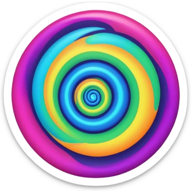create  a Circular emoji, thin black outline, neon energy tornado vortex, clockwise glowing spiral, blue and green outer swirls, magenta and purple core, red inner arc, yellow-orange base glow, smooth gradients, psychedelic futuristic style, high saturation, intense glow, centered sticker