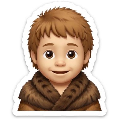 smiling baby Neanderthal with small fur wrap emoji sticker