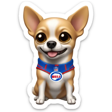 Smiling Buffalo bills golden chihuahua no white fur with speech bubble saying Touch Down! sticker
