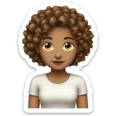 brown curly hair girls sittin sticker