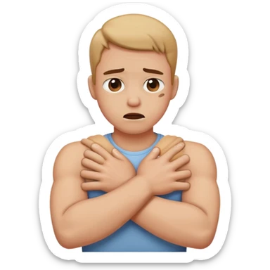 person arms crossed choking themselves sticker