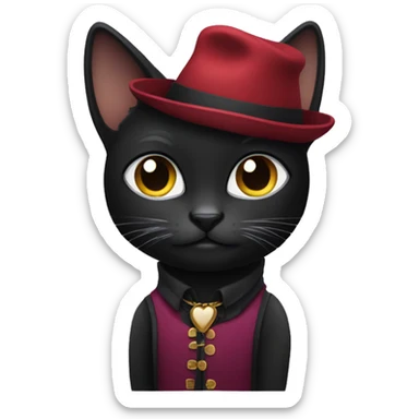 "A black cat is wearing a stylish outfit." sticker