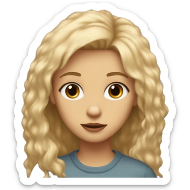 Blonde girl with Scruffy light brown medium sized dog with look into your soul human eyes sticker