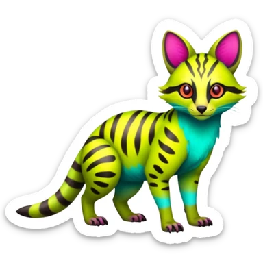  randomly colored colorful light cute lush neon-colored brightly colored Fakémon-Fionbri-Vernid-Genet-creature with markings (full body) sticker