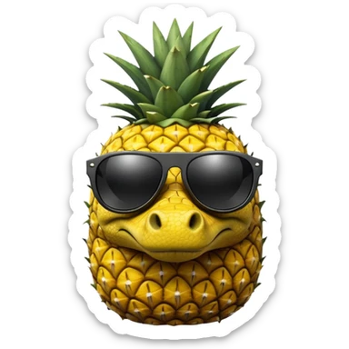 Pineapple with a crocodiles head and black sunglasses  sticker