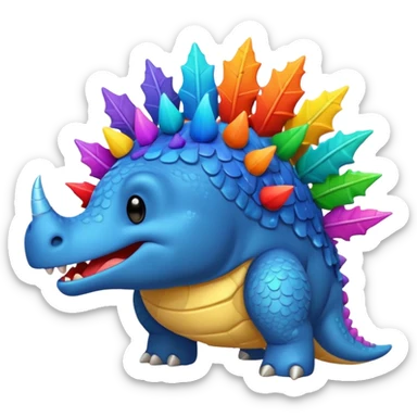 cartoon stegosaurus face with music notes sticker
