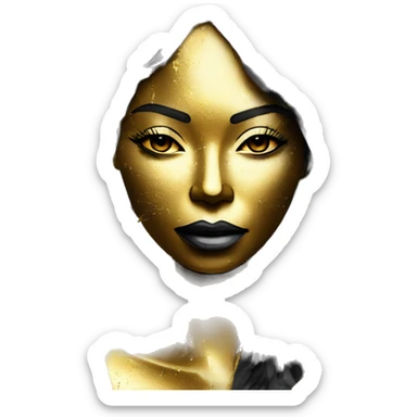  Hemp 420 Black lady melting gold drizzle kintsugi multicoloured funky palm leaves tropical made of 420 origami newspaper roses hemp leaves bokeh and paper and hemp leaves in hair sticker