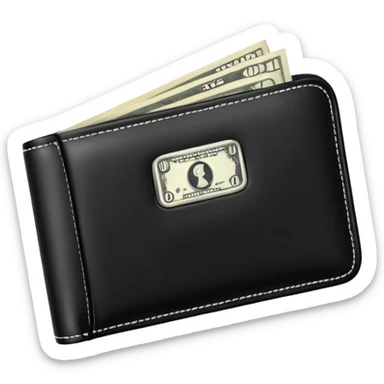 black wallet with a single one dollar bill inside, just one dollar sticker