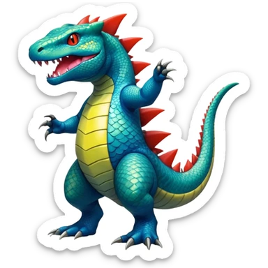 Shiny Exotic Colorful epic Salandit-Larvitar-Koraidon-Feraligatr-Fakémon-hybrid-creature (full body)  sticker