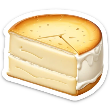 cinematic-realistic-brie-cheese-emoji,-featuring-a-creamy gooey center,-soft-ripened-cheese-with-a-delicate white rind-rendered-with-lifelike-detail-and-inviting,-natural-lightingwith a slide showing the gooey center sticker