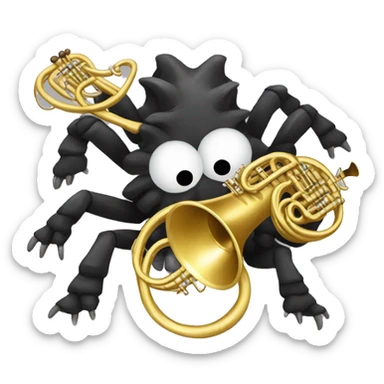 45 tarantulas playing the french horn sticker