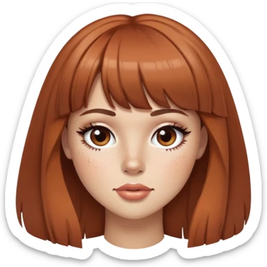 pretty freckled, bangs brown hair baddie with makeup sticker